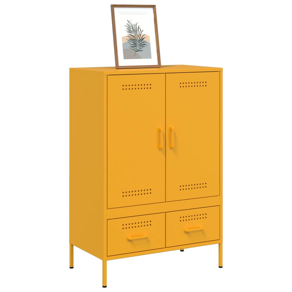 vidaXL Szafka, musztardowa, 68x39x101,5 cm, stal