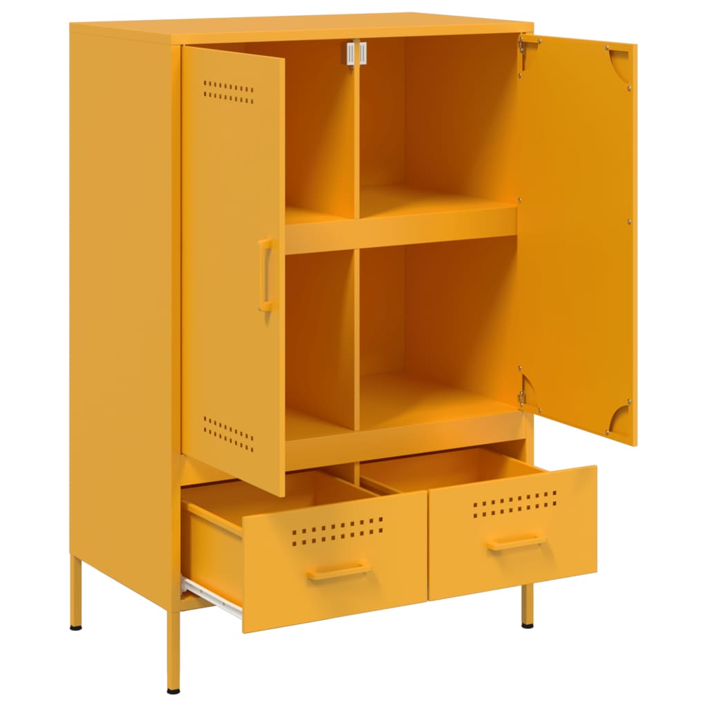 vidaXL Szafka, musztardowa, 68x39x101,5 cm, stal