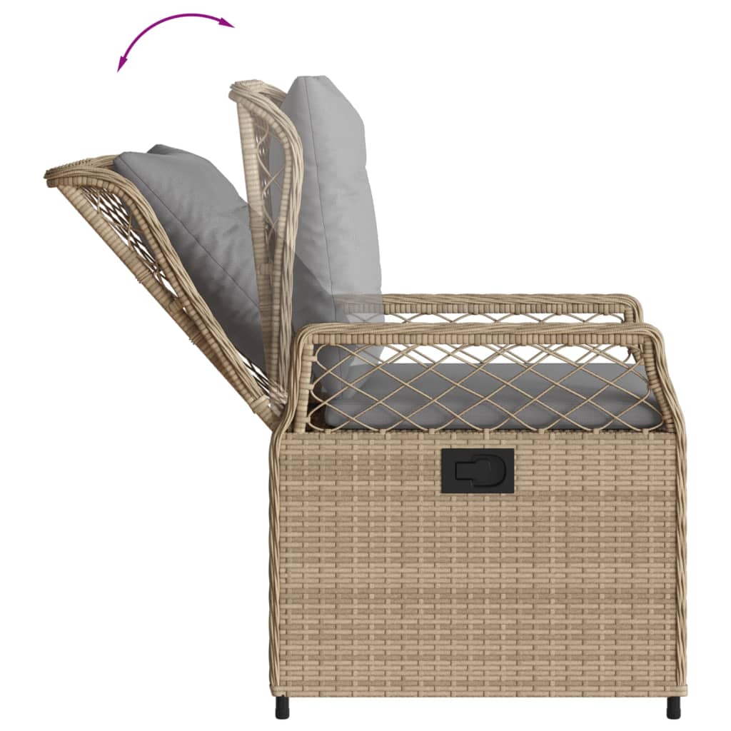 vidaXL 3-cz. zestaw mebli ogrodowych z poduszkami, beżowy, polirattan