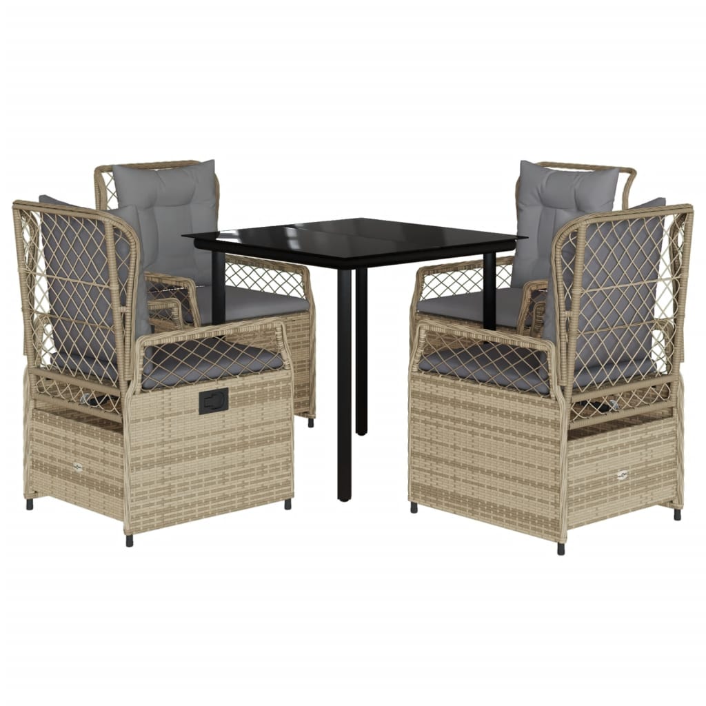 vidaXL 5-cz. zestaw mebli ogrodowych z poduszkami, beżowy, polirattan