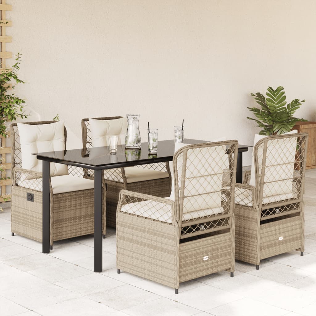 vidaXL 5-cz. zestaw mebli ogrodowych z poduszkami, beżowy, polirattan