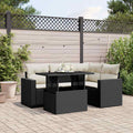 vidaXL 5-cz. zestaw wypoczynkowy do ogrodu, poduszki, czarny rattan PE