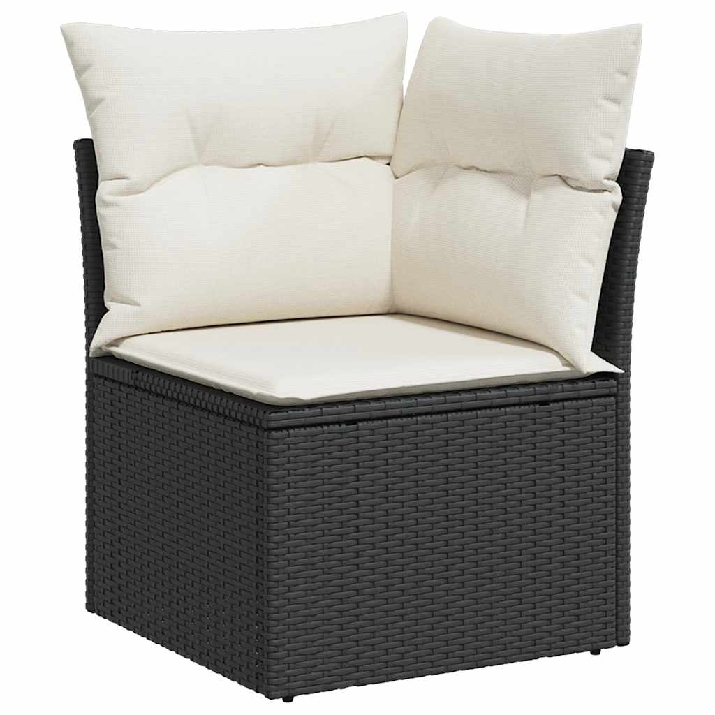 vidaXL 10-cz. zestaw wypoczynkowy do ogrodu, z poduszkami, czarny