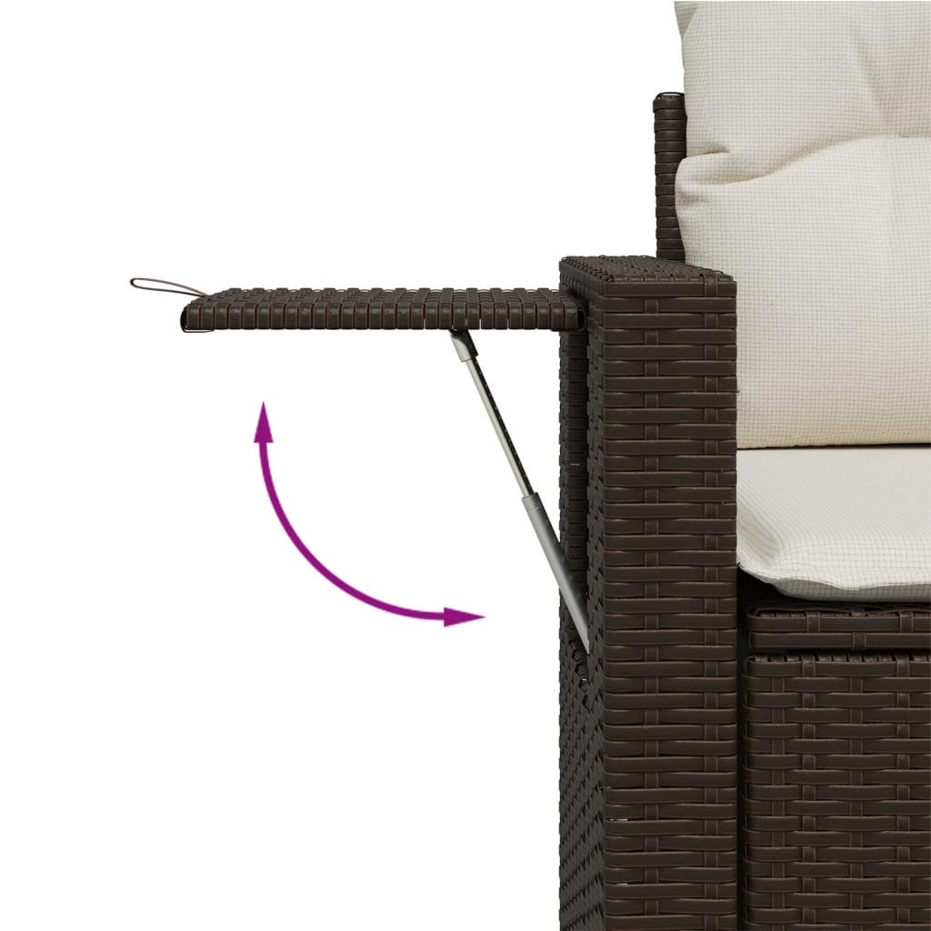 vidaXL 7-cz. zestaw wypoczynkowy do ogrodu, z poduszkami, brązowy