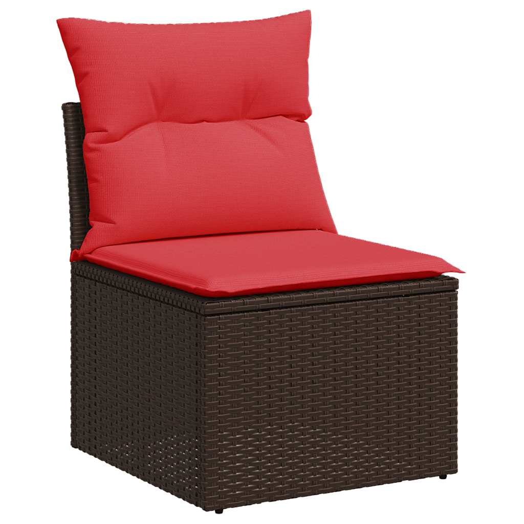vidaXL 9-cz. zestaw wypoczynkowy do ogrodu z poduszkami, brązowy polirattan