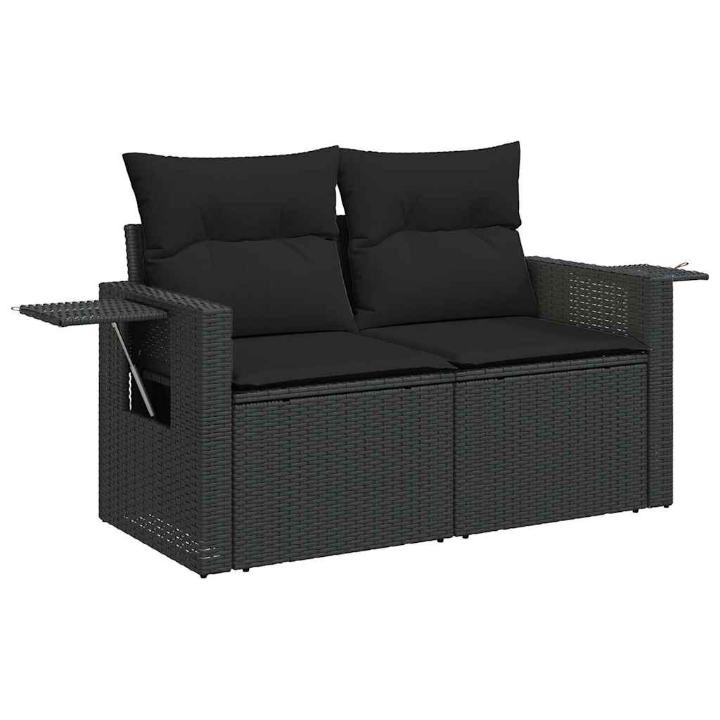 vidaXL 11-cz. zestaw wypoczynkowy do ogrodu, poduszki czarny rattan PE