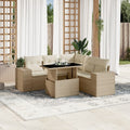 vidaXL 6-cz. zestaw mebli ogrodowych z poduszkami, beżowy, polirattan