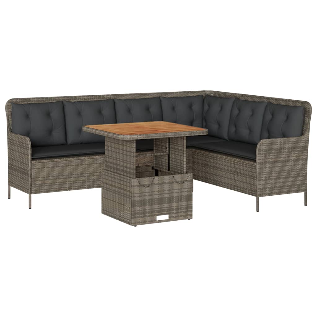 vidaXL 2-częściowa sofa ogrodowa z poduszkami, szara, polirattan