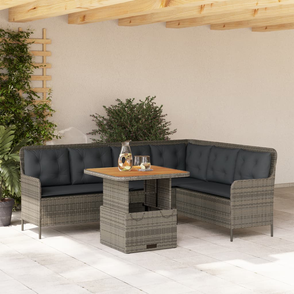 vidaXL 2-częściowa sofa ogrodowa z poduszkami, szara, polirattan