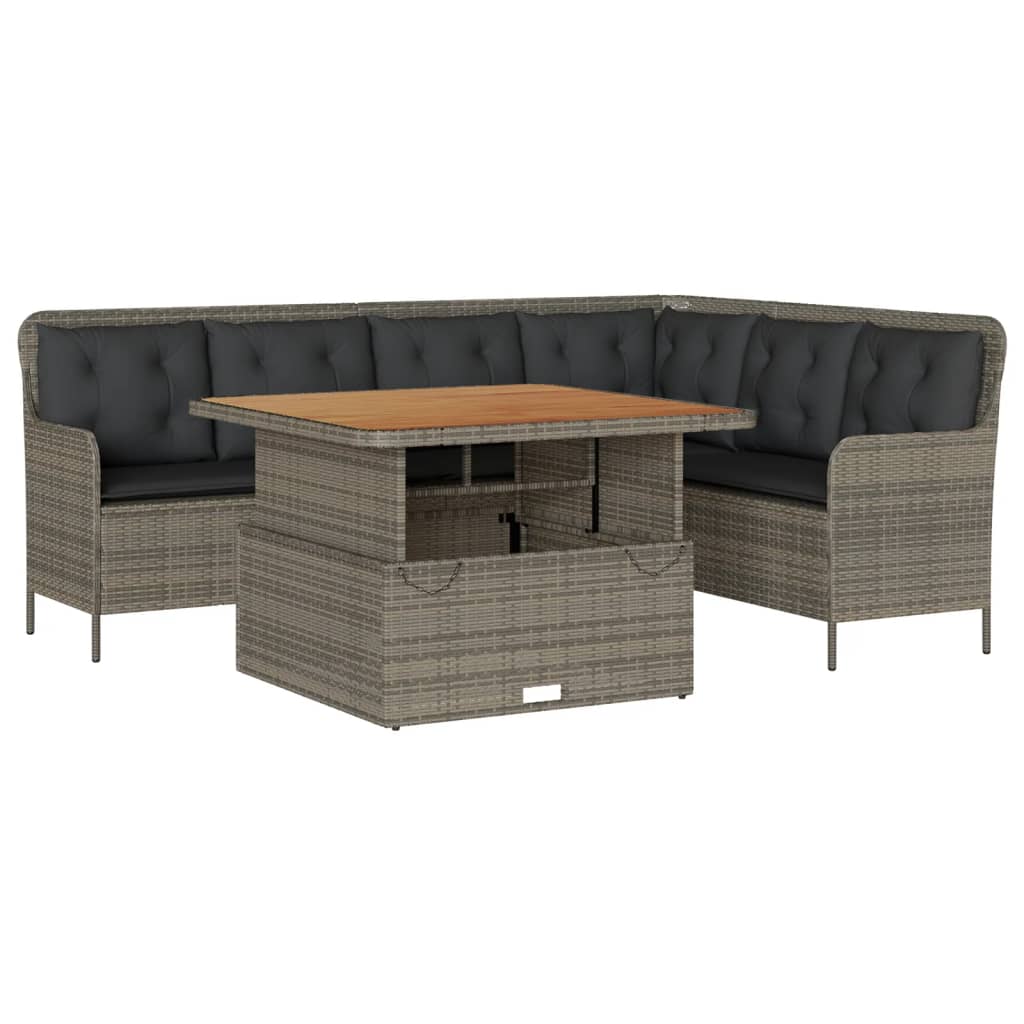 vidaXL 2-częściowa sofa ogrodowa z poduszkami, szara, polirattan