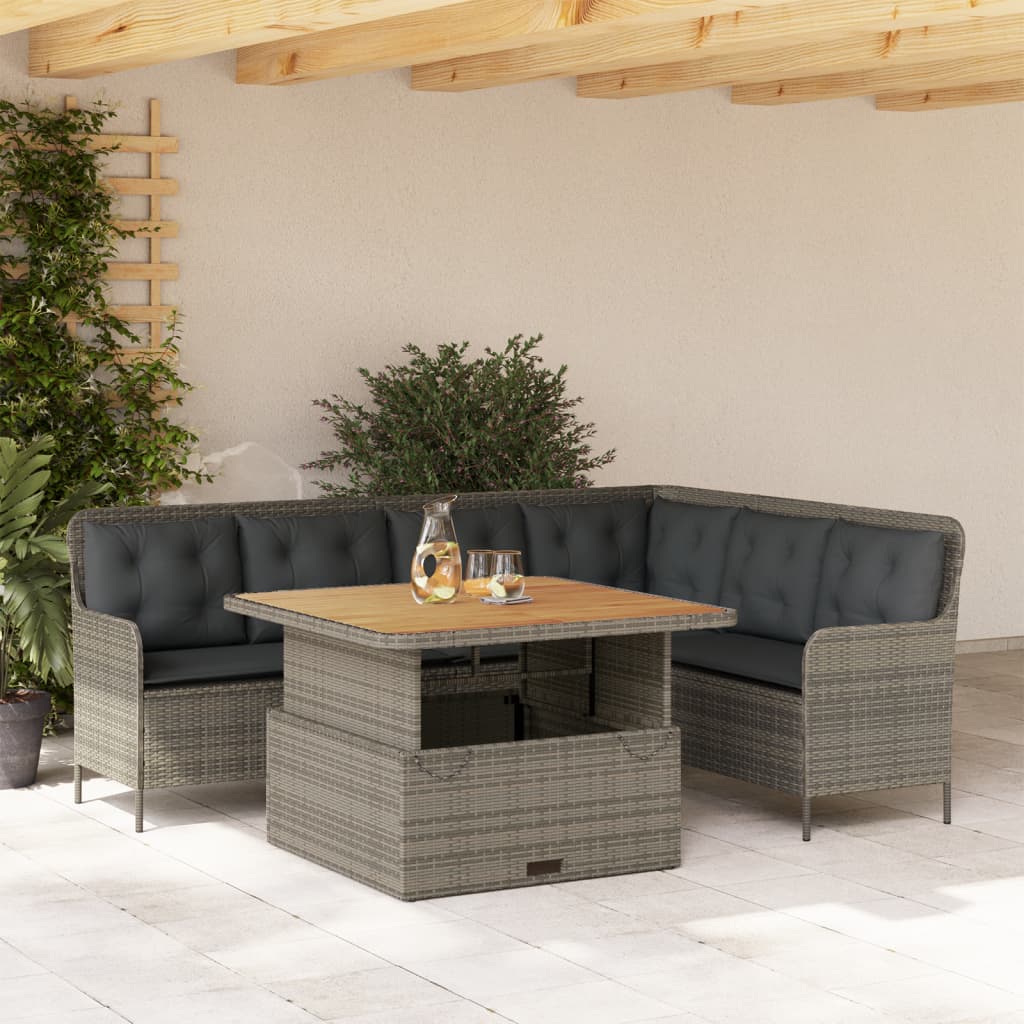 vidaXL 2-częściowa sofa ogrodowa z poduszkami, szara, polirattan