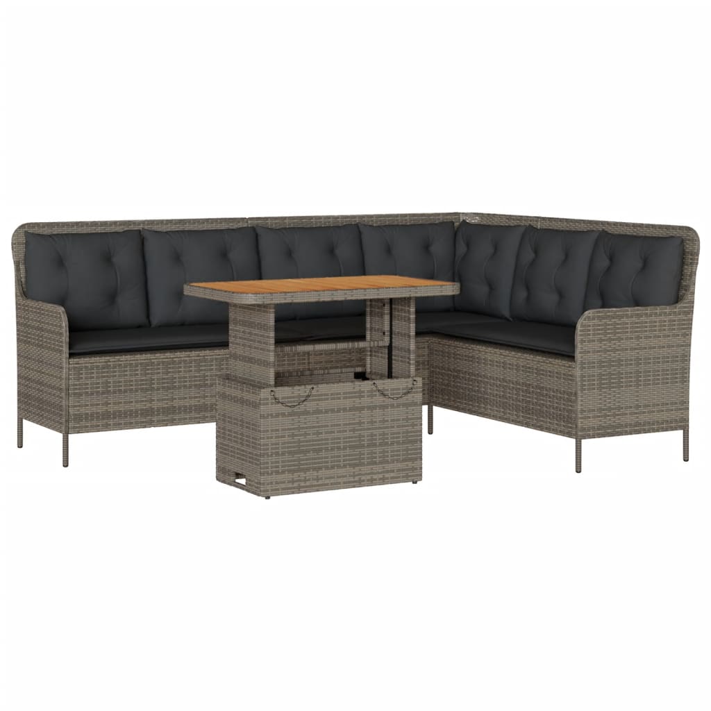 vidaXL 2-częściowa sofa ogrodowa z poduszkami, szara, polirattan