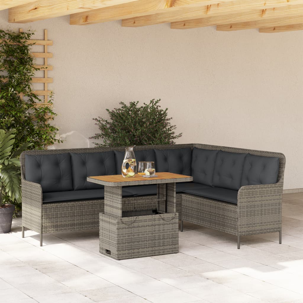 vidaXL 2-częściowa sofa ogrodowa z poduszkami, szara, polirattan