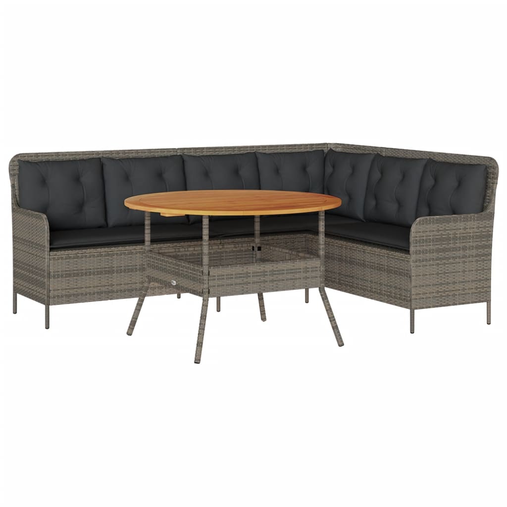 vidaXL 2-częściowa sofa ogrodowa z poduszkami, szara, polirattan