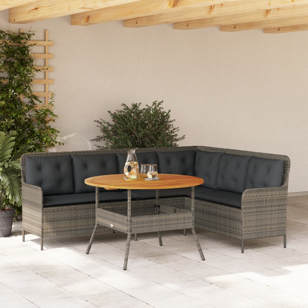 vidaXL 2-częściowa sofa ogrodowa z poduszkami, szara, polirattan