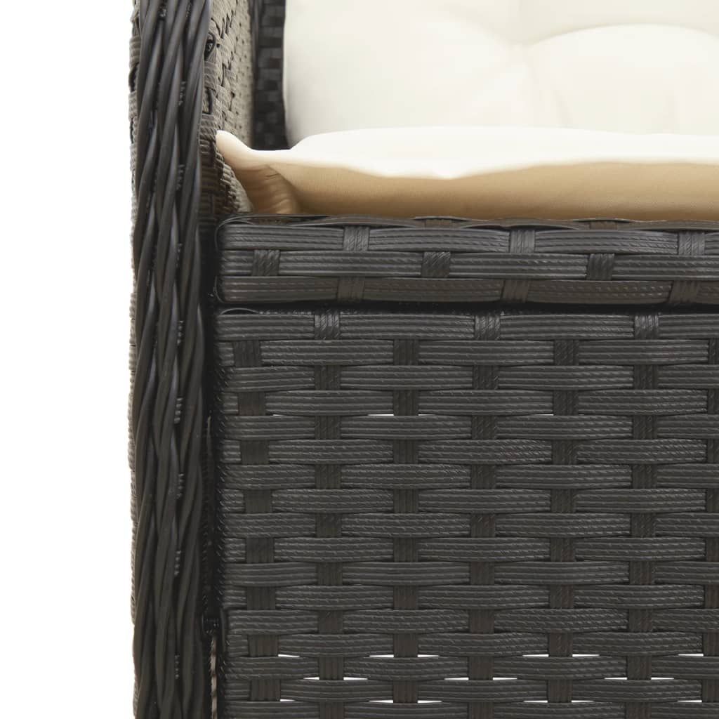 vidaXL 3-cz. zestaw wypoczynkowy do ogrodu, poduszki, czarny rattan PE