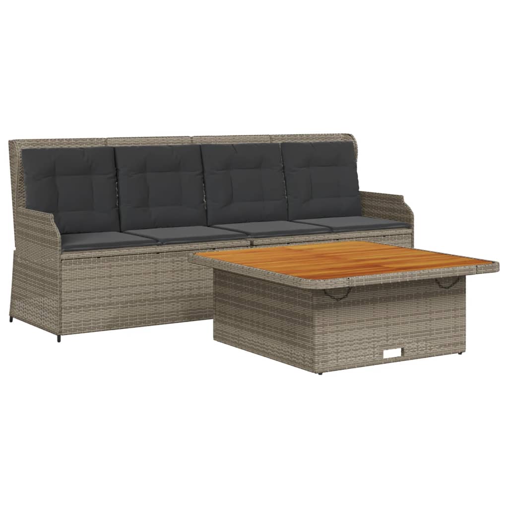 vidaXL 3-częściowa sofa do ogrodu, z poduszkami, szara, polirattanowa