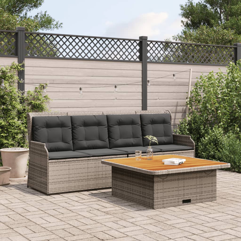 vidaXL 3-częściowa sofa do ogrodu, z poduszkami, szara, polirattanowa