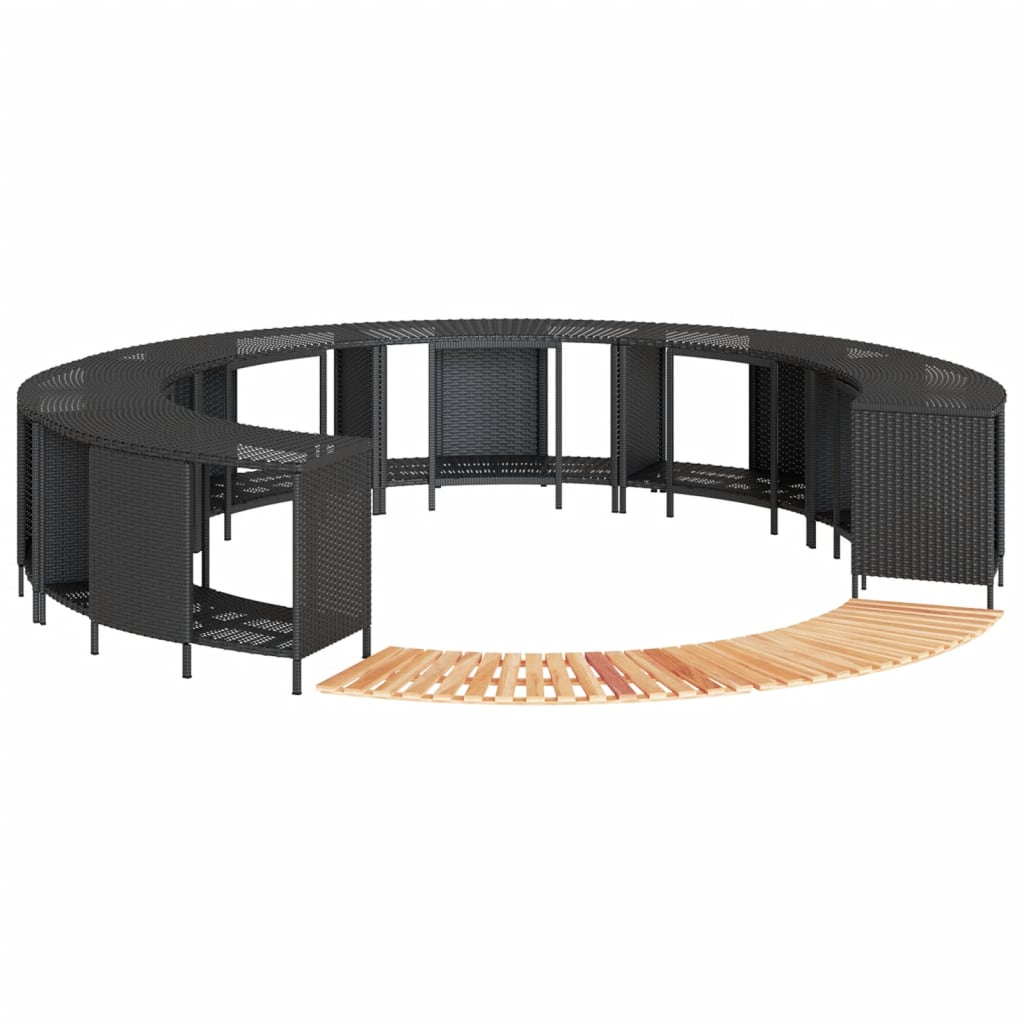vidaXL Obudowa do basenu/spa, czarny polirattan i lite drewno akacjowe