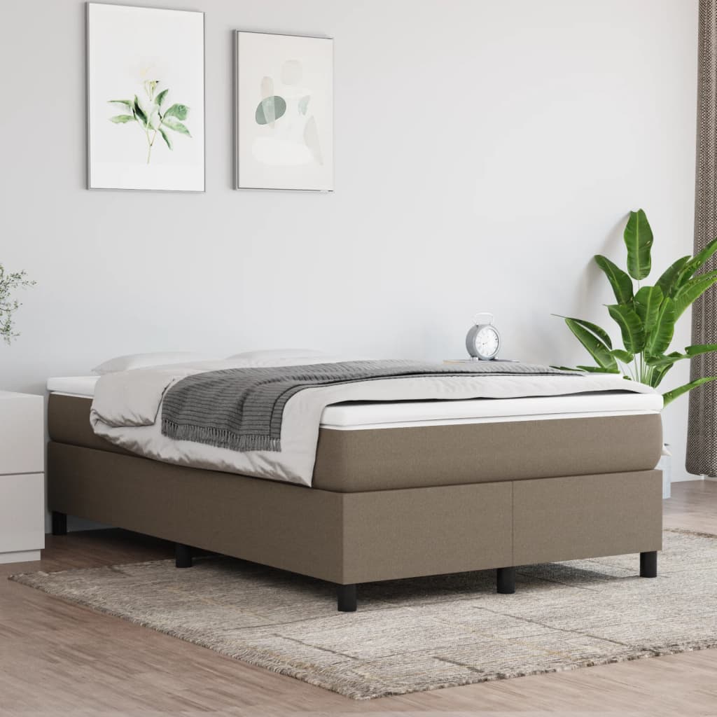 vidaXL Łóżko kontynentalne z materacem, taupe, 120x190 cm, tkanina