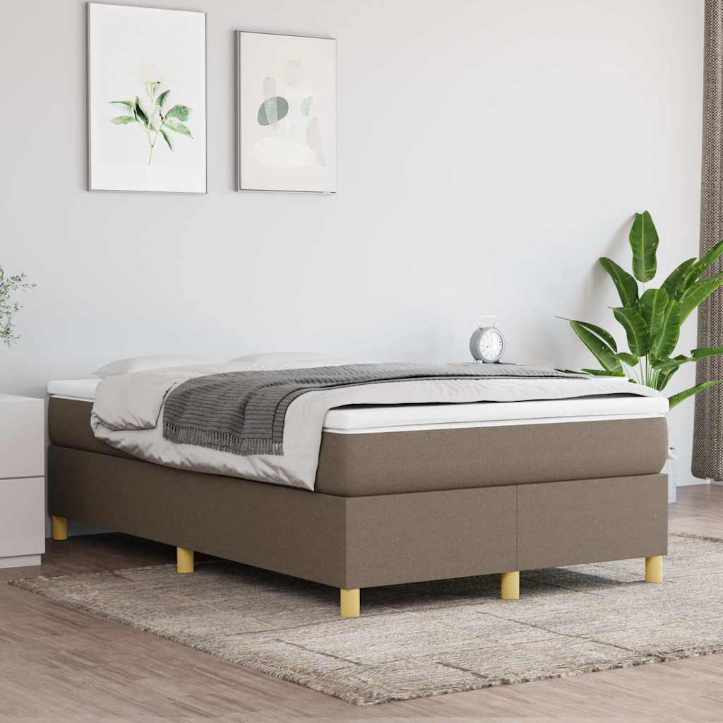 vidaXL Łóżko kontynentalne z materacem, taupe, 120x190 cm, tkanina