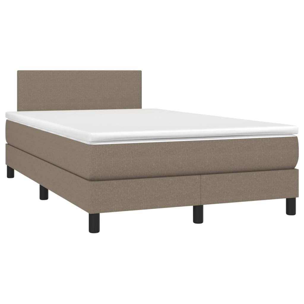 vidaXL Łóżko kontynentalne z materacem, taupe, 120x190 cm, tkanina