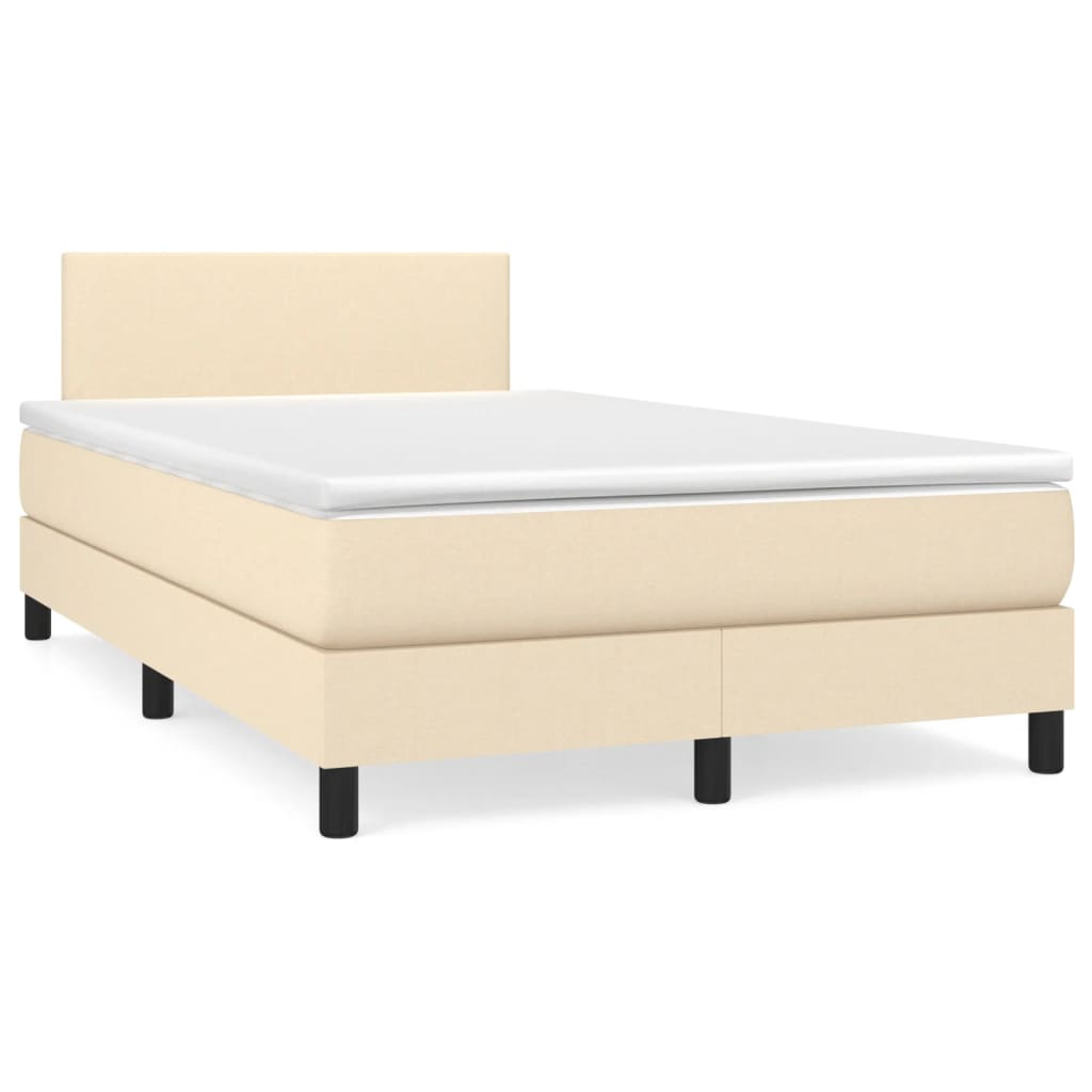 vidaXL Łóżko kontynentalne z materacem, kremowe, 120x190 cm, tkanina