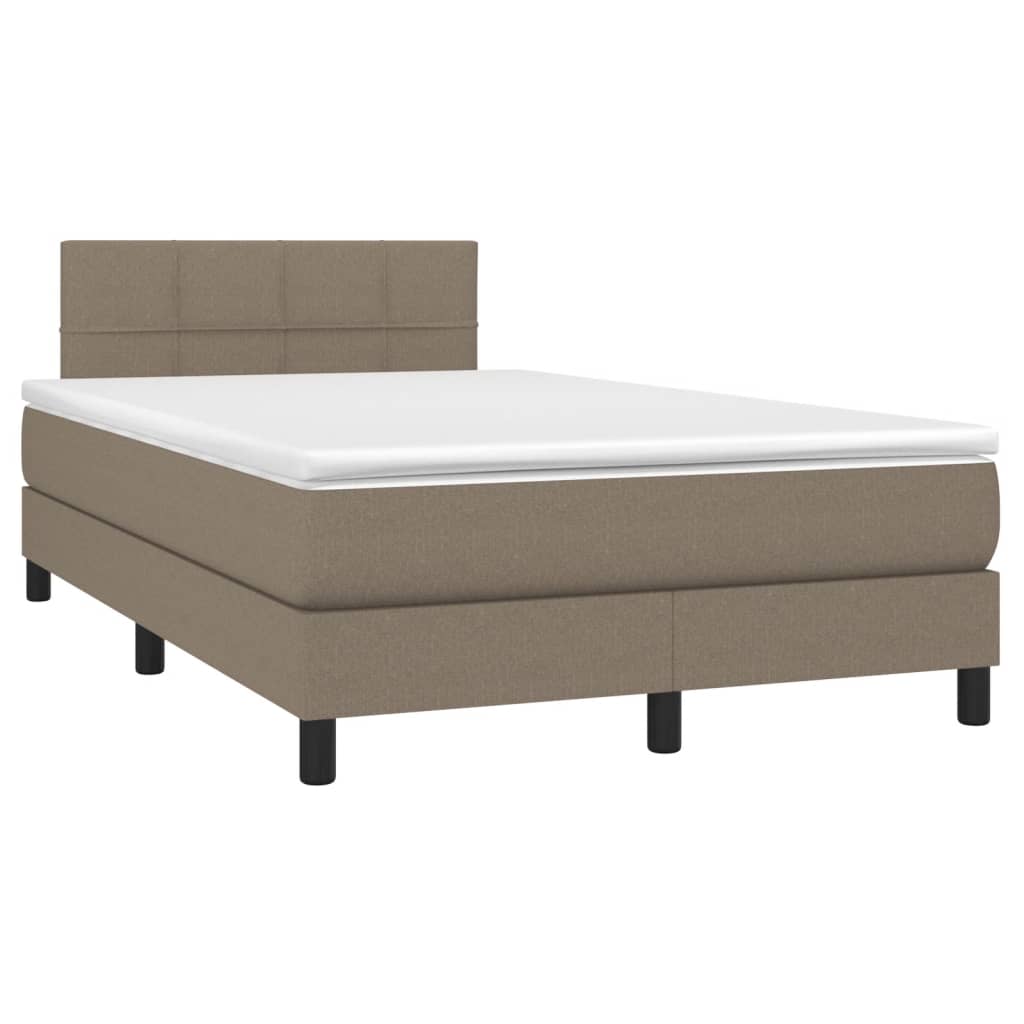 vidaXL Łóżko kontynentalne z materacem, taupe, 120x190 cm, tkanina