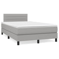 vidaXL Łóżko kontynentalne z materacem, jasnoszare, 120x190 cm tkanina