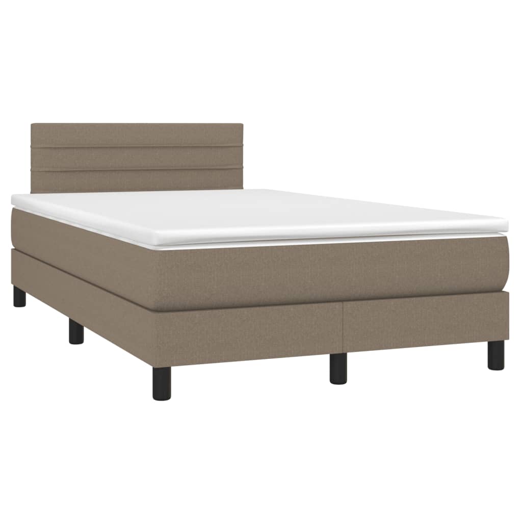 vidaXL Łóżko kontynentalne z materacem, taupe, 120x190 cm, tkanina