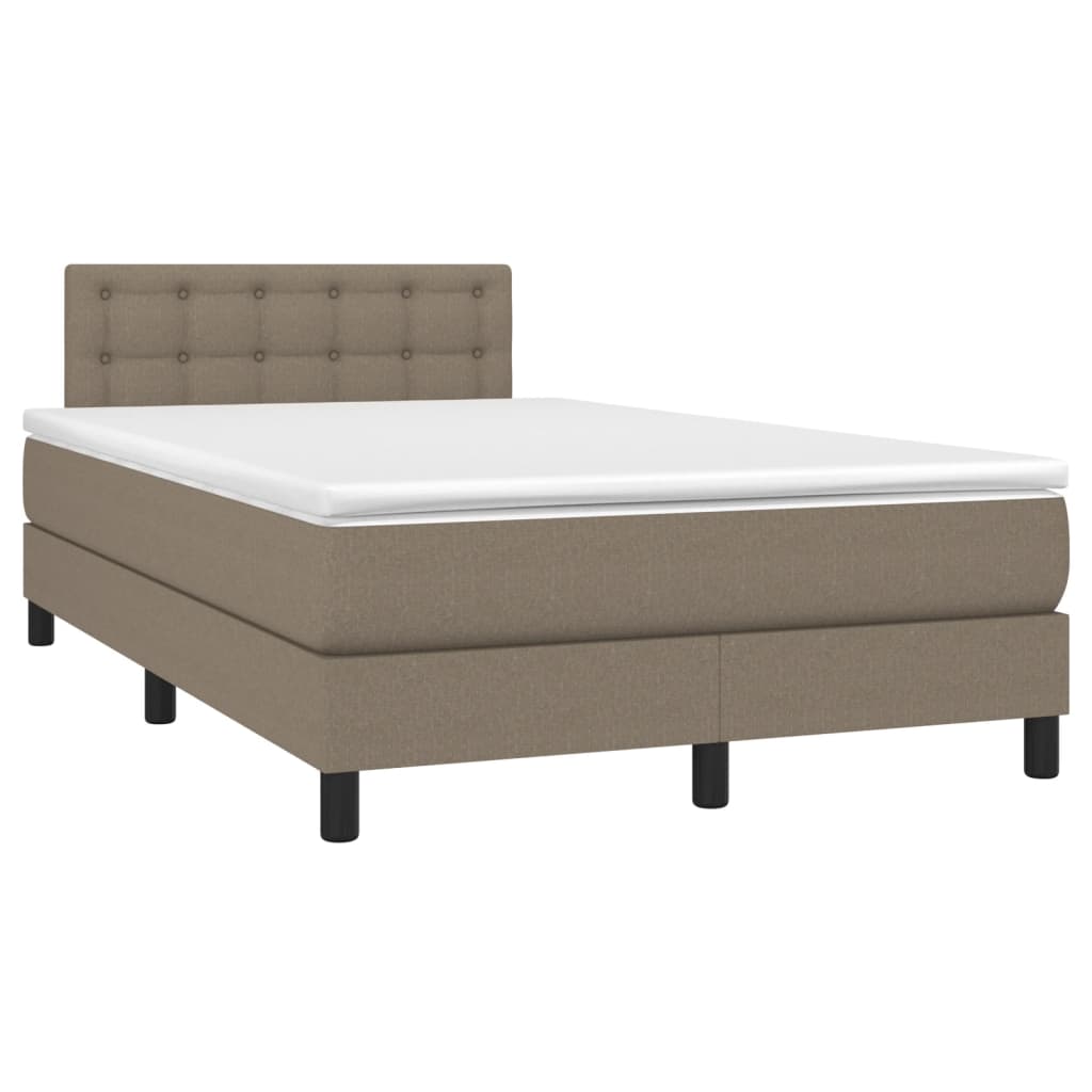 vidaXL Łóżko kontynentalne z materacem, taupe, 120x190 cm, tkanina