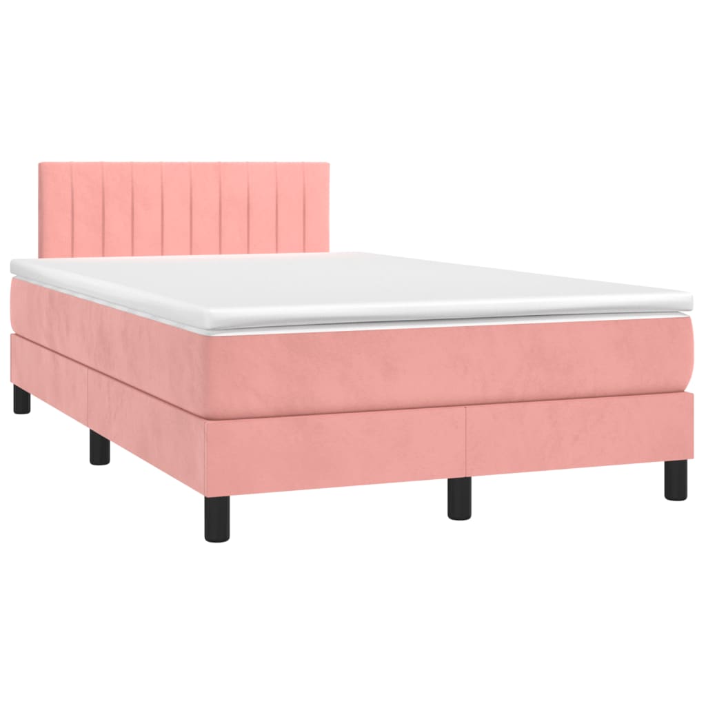 vidaXL Łóżko kontynentalne z materacem, różowe, 120x190 cm, aksamit