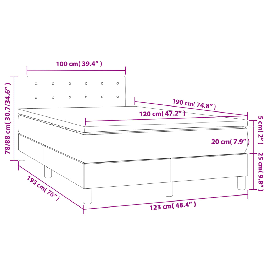 vidaXL Łóżko kontynentalne z materacem, czarne, 120x190 cm, aksamit