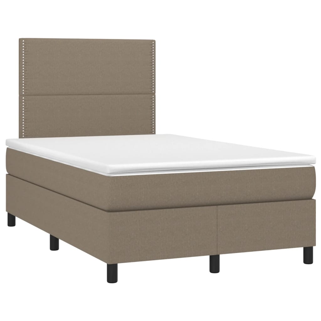 vidaXL Łóżko kontynentalne z materacem, taupe, 120x190 cm, tkanina
