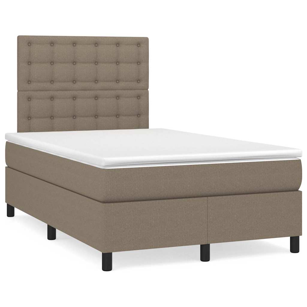 vidaXL Łóżko kontynentalne z materacem, taupe, 120x190 cm, tkanina