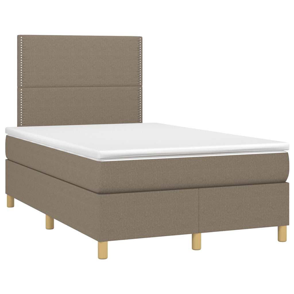 vidaXL Łóżko kontynentalne z materacem, taupe, 120x190 cm, tkanina
