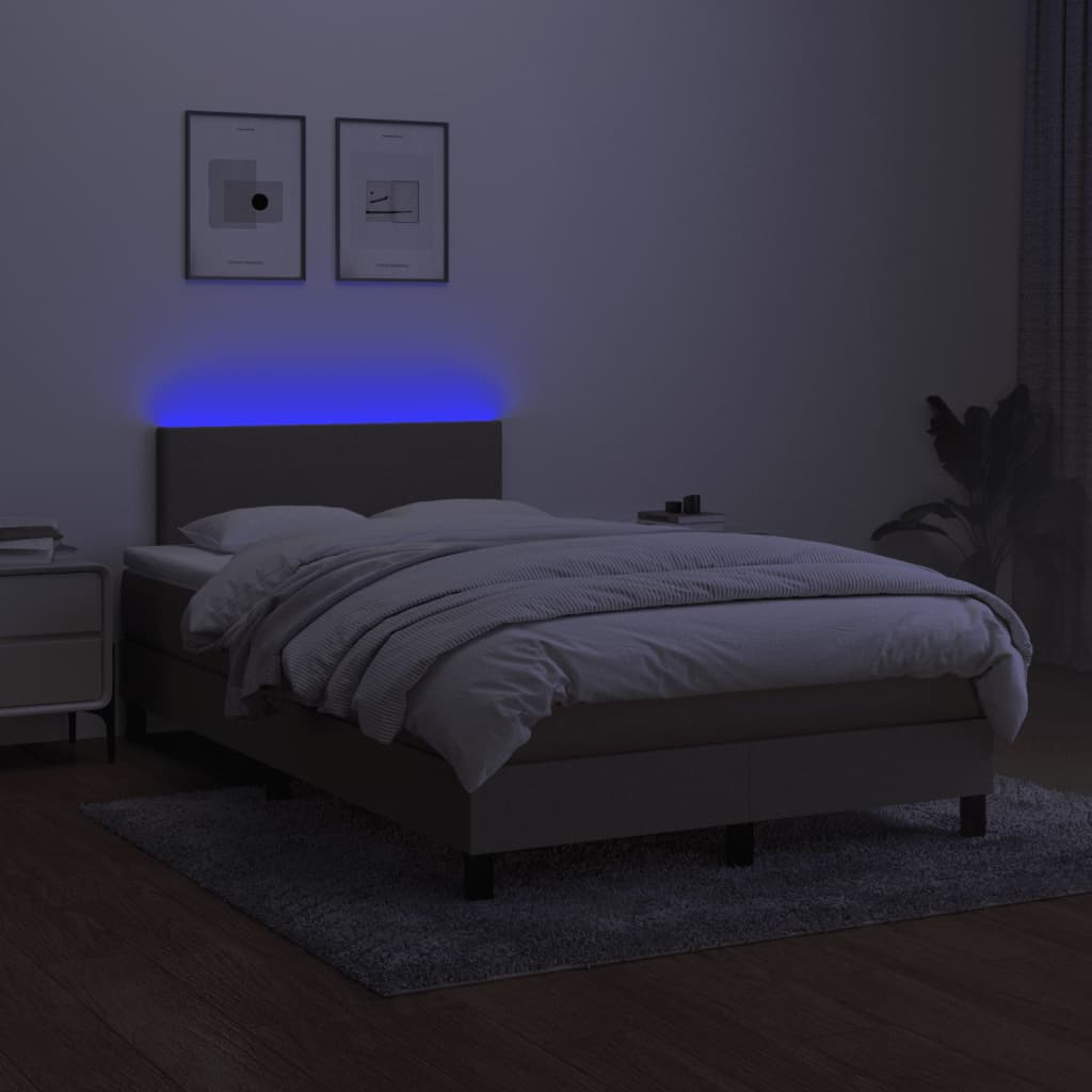 vidaXL Łóżko kontynentalne z materacem, taupe, 120x190 cm, tkanina