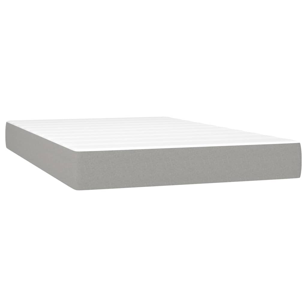 vidaXL Łóżko kontynentalne z materacem, jasnoszare, 120x190cm, tkanina