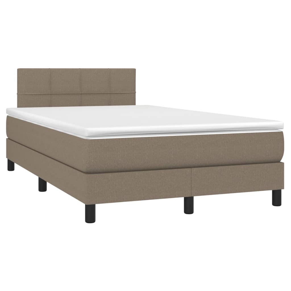 vidaXL Łóżko kontynentalne z materacem, taupe, 120x190 cm, tkanina