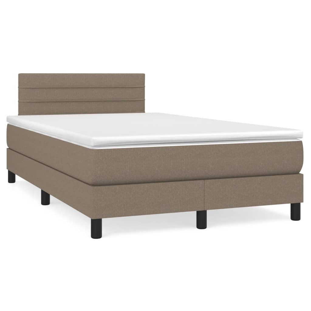 vidaXL Łóżko kontynentalne z materacem, taupe, 120x190 cm, tkanina
