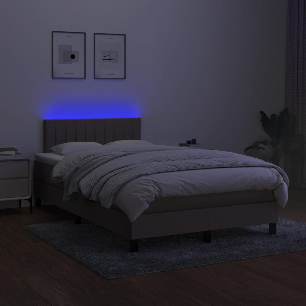 vidaXL Łóżko kontynentalne z materacem, taupe, 120x190 cm, tkanina