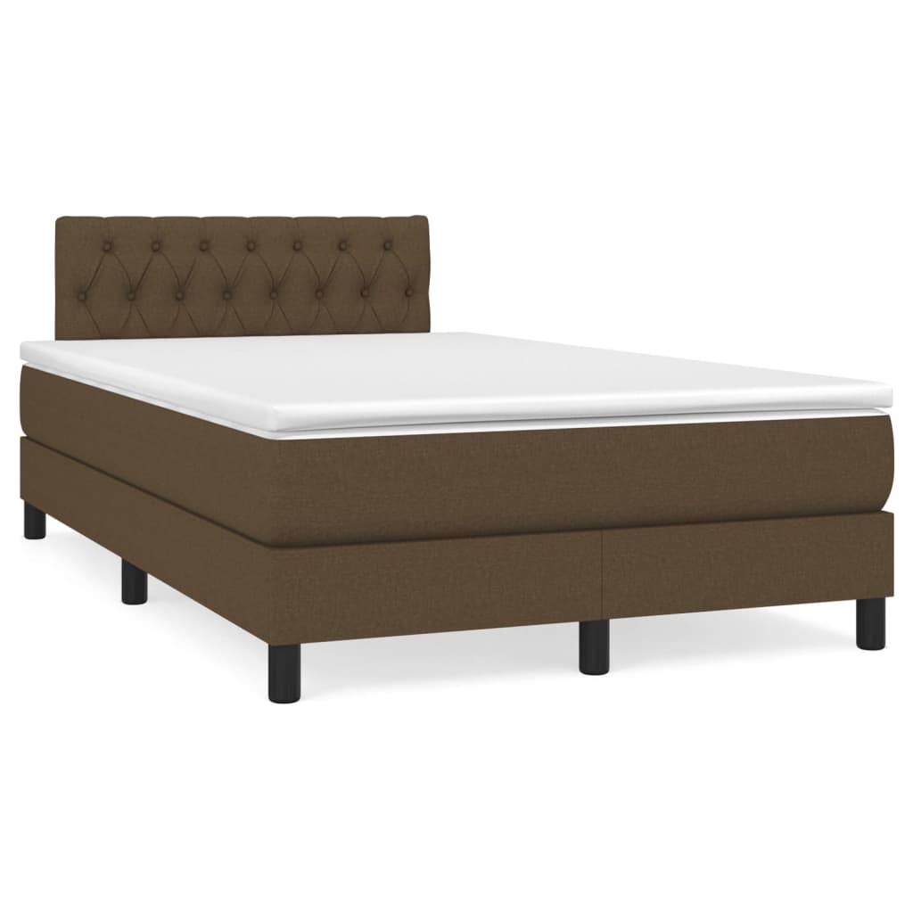 vidaXL Łóżko kontynentalne z materacem, brązowe, 120x190 cm, tkanina