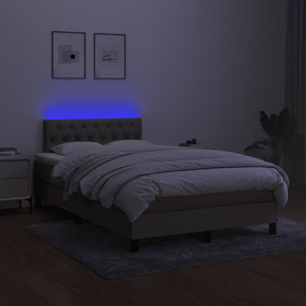 vidaXL Łóżko kontynentalne z materacem, taupe, 120x190 cm, tkanina