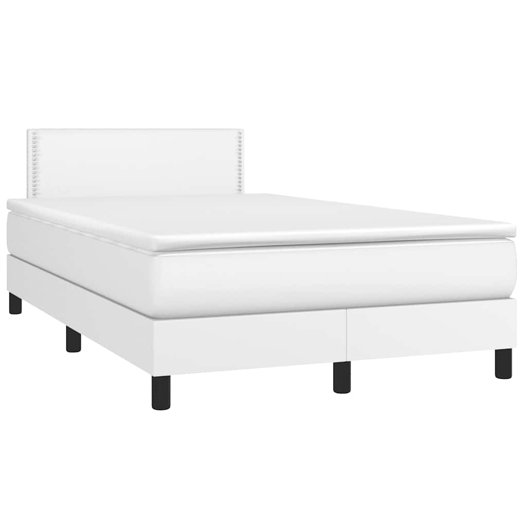 vidaXL Łóżko kontynentalne z materacem i LED, białe, 120x190 cm