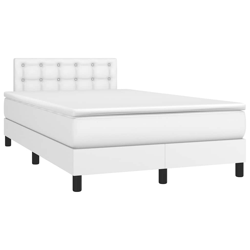 vidaXL Łóżko kontynentalne z materacem i LED, białe, 120x190 cm