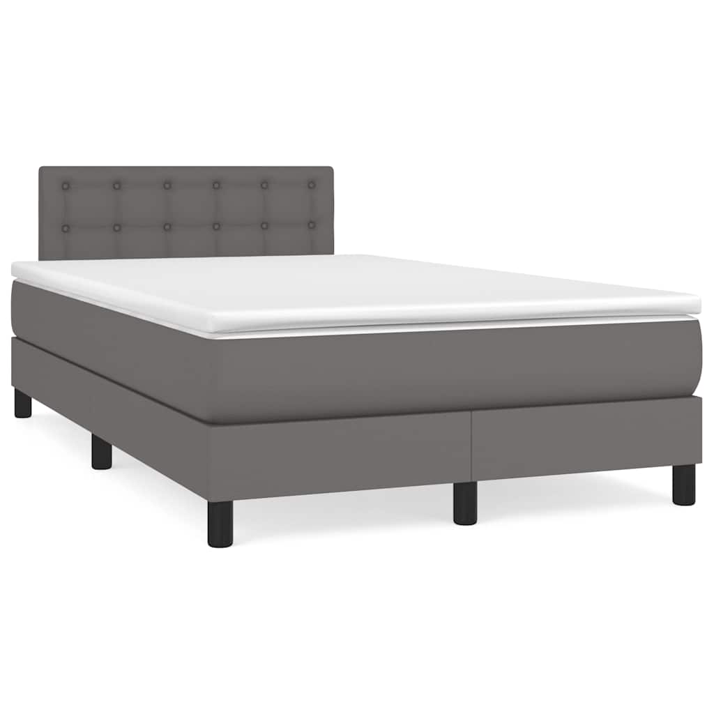 vidaXL Łóżko kontynentalne z materacem i LED, szare, 120x190 cm
