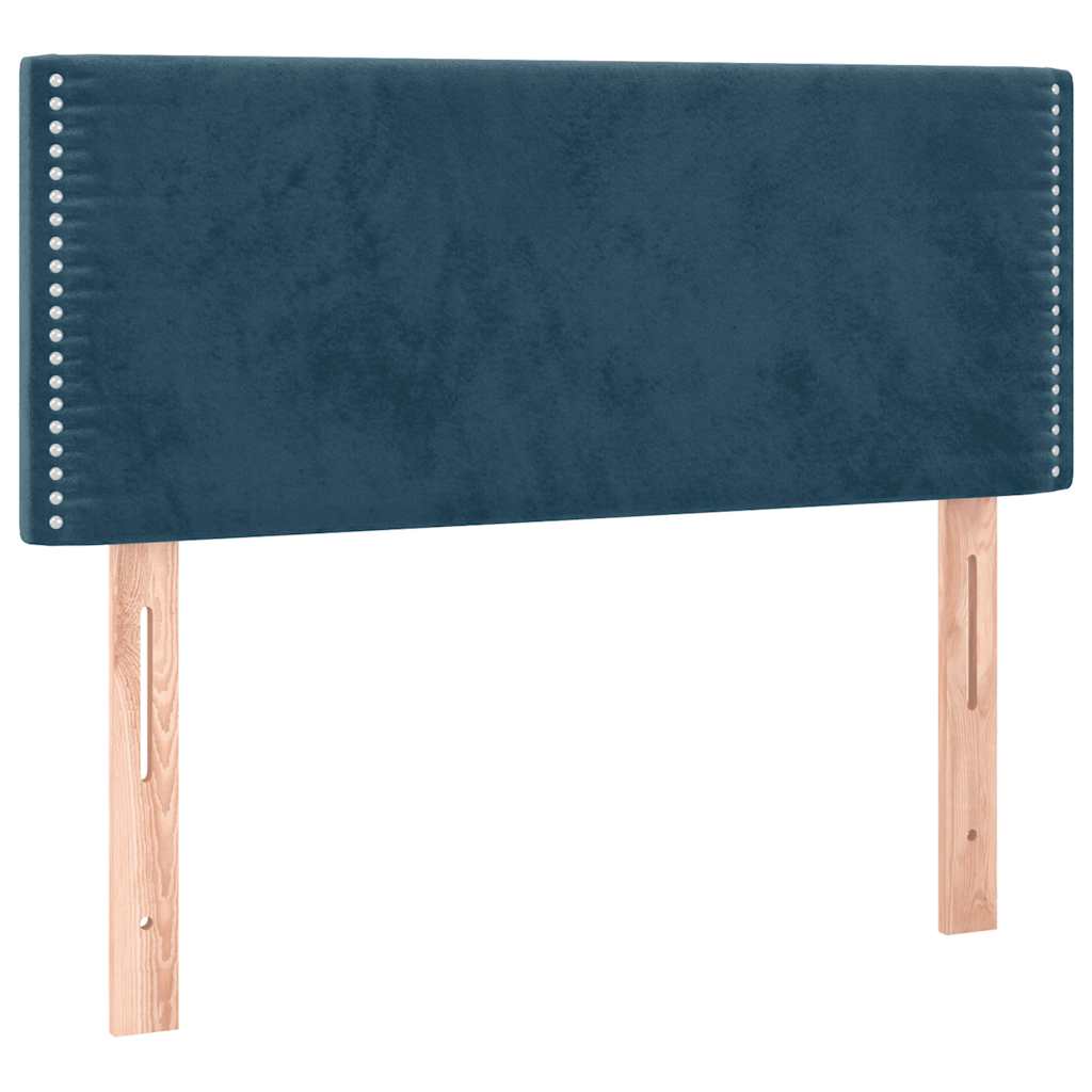 vidaXL Łóżko kontynentalne z materacem i LED, granatowe, 120x190 cm