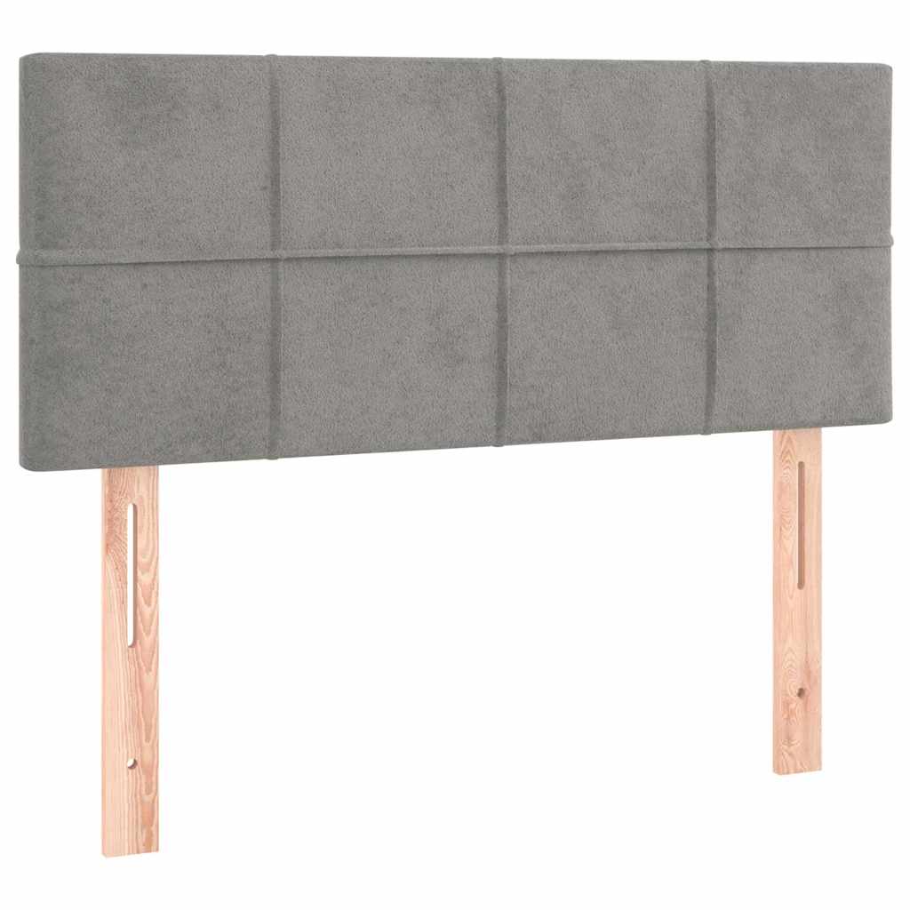 vidaXL Łóżko kontynentalne z materacem i LED, jasnoszare, 120x190 cm