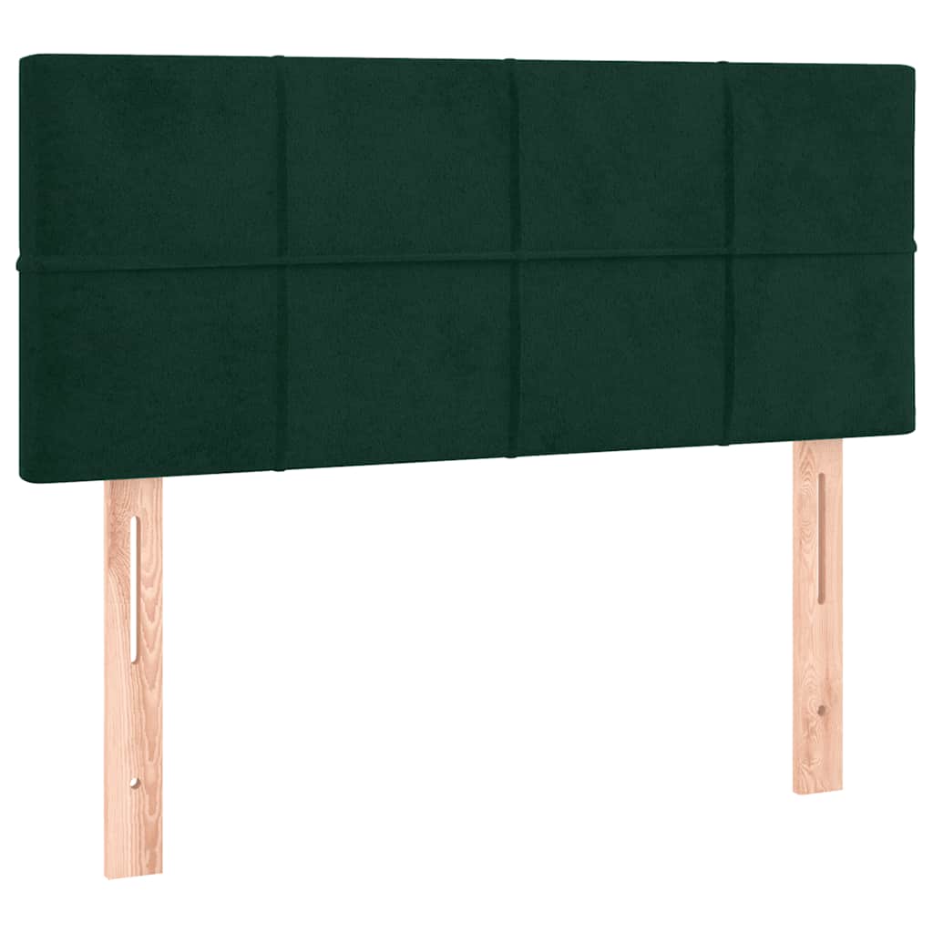 vidaXL Łóżko kontynentalne z materacem i LED, ciemna zieleń, 120x190cm