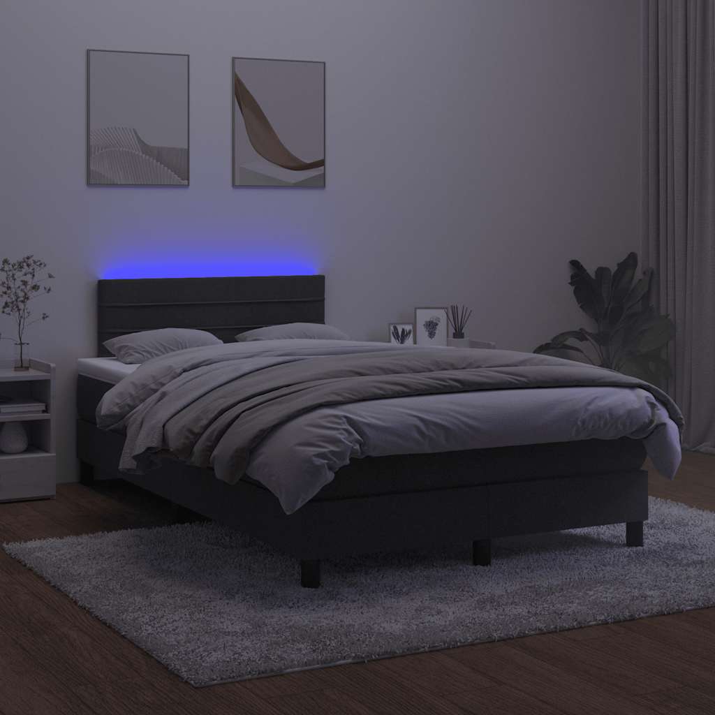 vidaXL Łóżko kontynentalne z materacem i LED, czarne, 120x190 cm